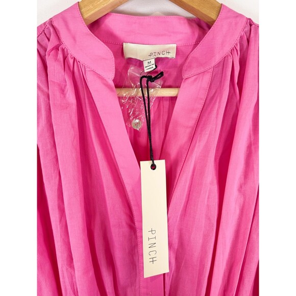 NWT Pinch Womens Dress Pink Mini Smocked Fit Flare V Neck Long Sleeve Medium - Picture 3 of 9